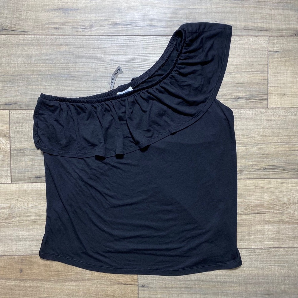 Old Navy Soft Womens Relaxed One Shoulder Top Size Medium Black
